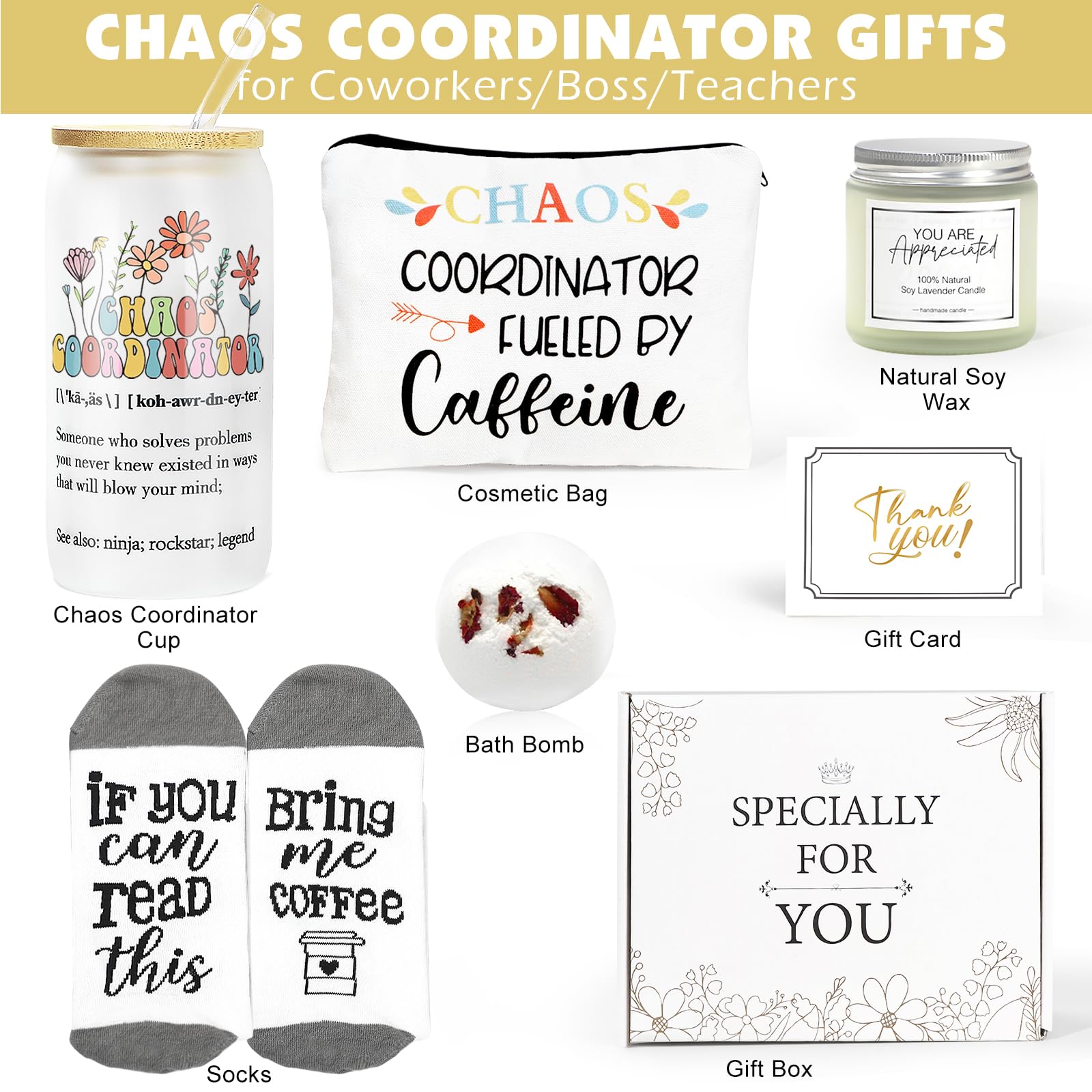 Teacher Appreciation Gifts, Employee Appreciation Gifts, Chaos Coordinator Appreciation Gifts for Women, Coworker, Teacher, Nurse, Manager, Boss, Office - Boss Gifts Lady - Thank You Coworker Gifts