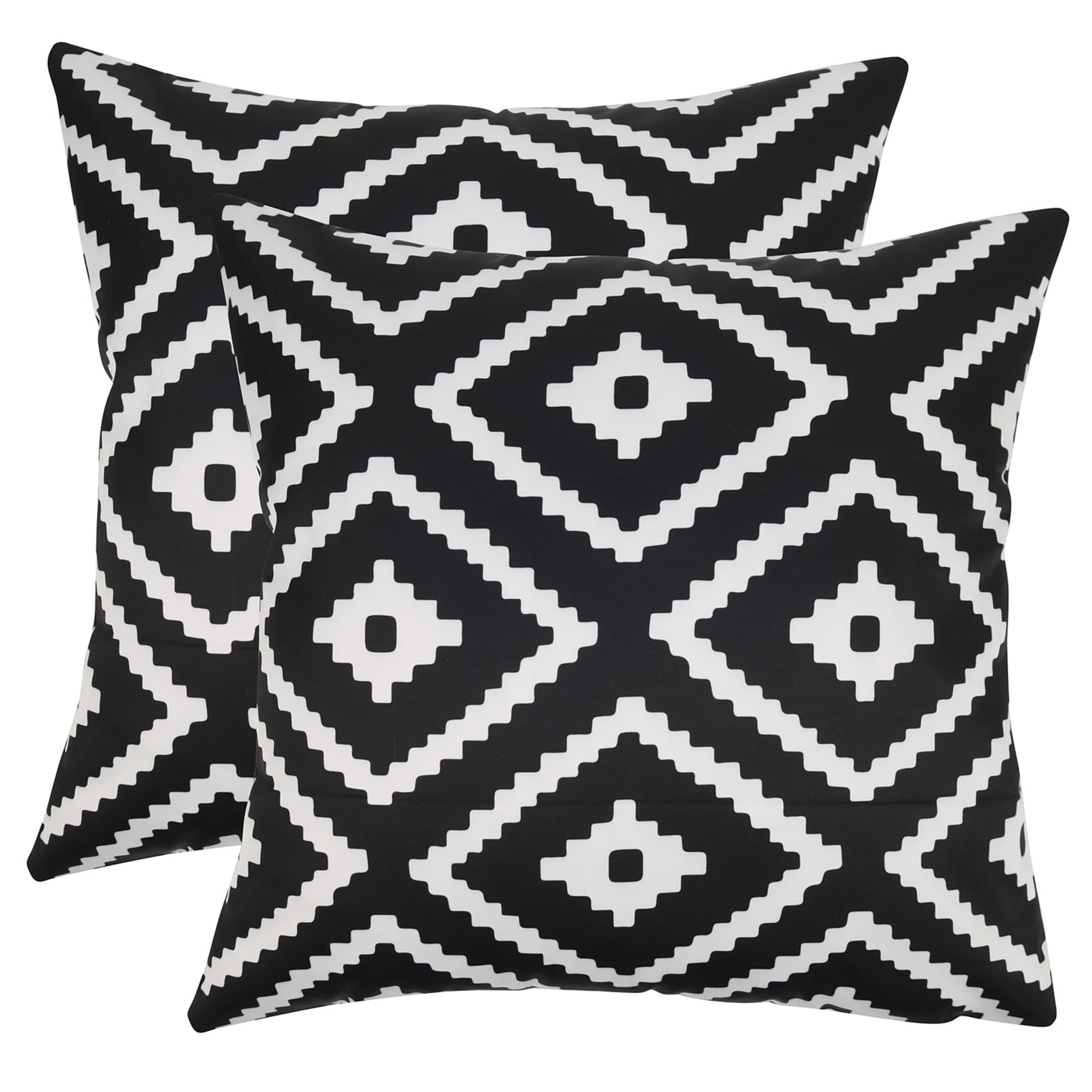 Adabana Outdoor Waterproof Boho Pillow Covers 18x18 Decorative Black and White Outdoor Throw Pillows Cover for Patio Furniture Garden Porch Pack of 2