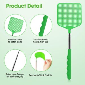 Fly Swatters with Stainless Steel Handle,Telescopic Flyswatter,Extends up to 25 inches, Durable Large Bug Swatter for Indoor/Outdoor/Classroom - 3Pack (Black Green Red)