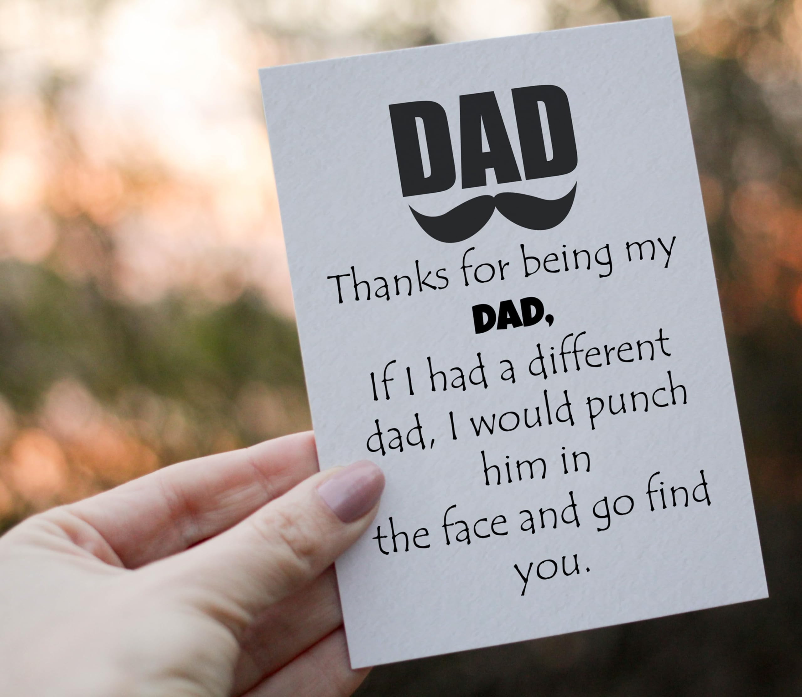 Thanks for being my DAD card - Fathers Day Card from Son, Daughter, Kids, Birthday Card - Size 5x7 inch Folded Card include Envelope, Sticker - Blank Inside - Funny, Unique & Romantic Card