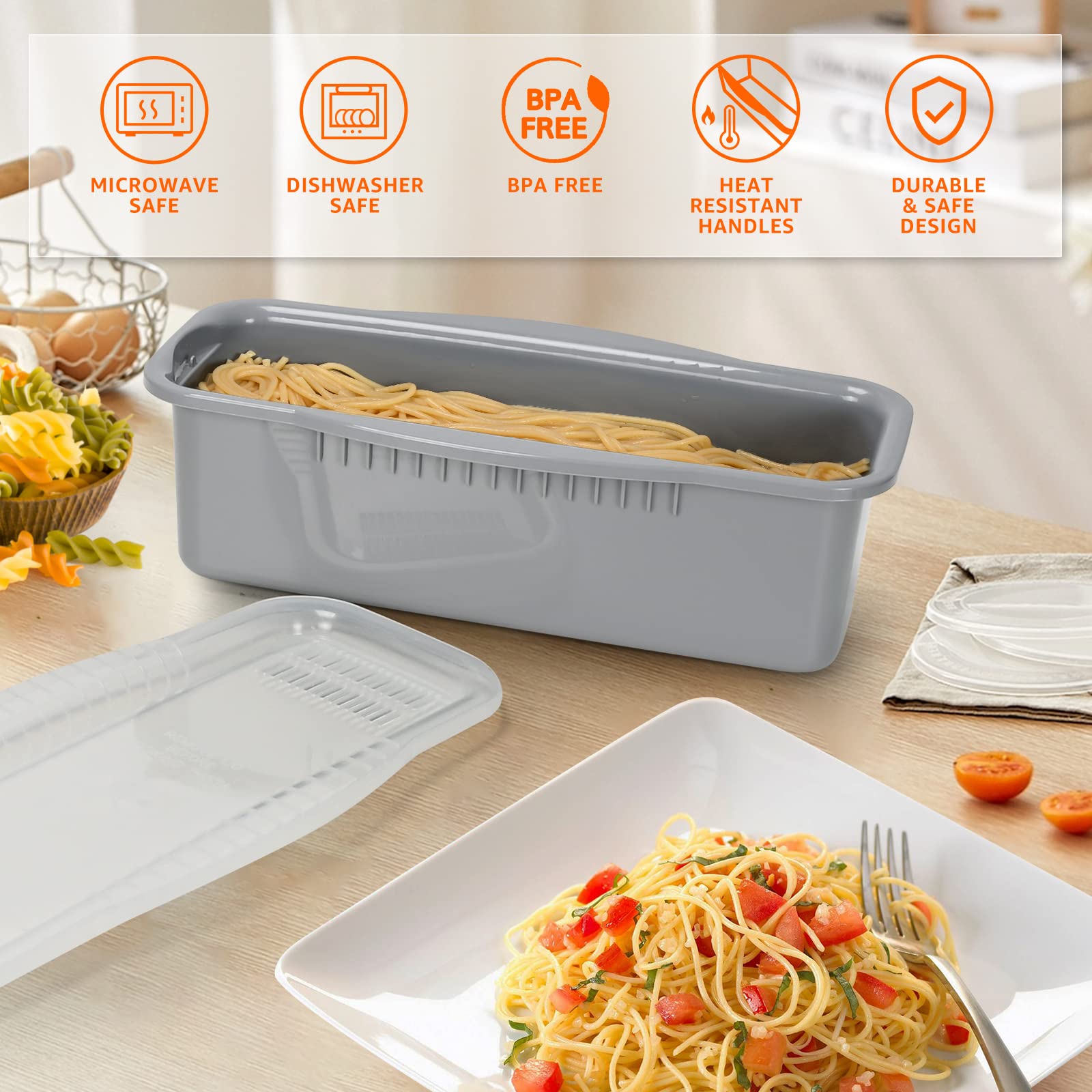 Swift Pasta Fix: Microwave Pot with Strainer Lid for Speedy Draining - Cook Your Favorite Pasta Dish in No Time