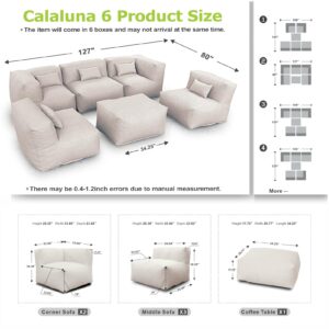 ANNYH CALALUNA 6Pc PATIO Furniture Sectional Conversation Set. Combines 3Middle, 2Corner, 1Ottoman/Coffee OUTDOOR Exp Foam Filled CHAIRS. A UNIQUE Modular Contemporary Sofa Could Gray (Sand Beige)