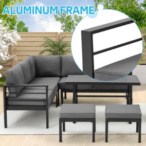 Danrelax All Weather Aluminum Frame Patio Conversation Set, 7 Pieces Outdoor Patio Furniture, Patio Furniture Set, Outdoor Patio Set for Lawn, Garden, Balcony, Poolside, Conversation Set(Black)