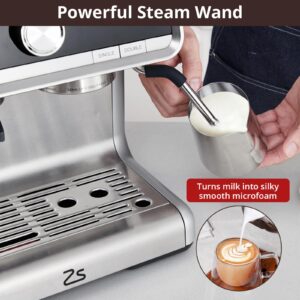 Coffee Machine 20 Bar Pressure, Stainless Steel Espresso Maker Cappuccino, And Macchiato With Milk Frother 2.8l Water Tank, Commercial Espresso Machine Barista Kit, For Latte