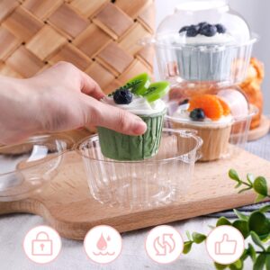 JOHOUSE 25PCS Single Cupcake Containers, Clear Cupcake Holders Individual Cupcake Containers with Dome Lids for Muffin Dessert