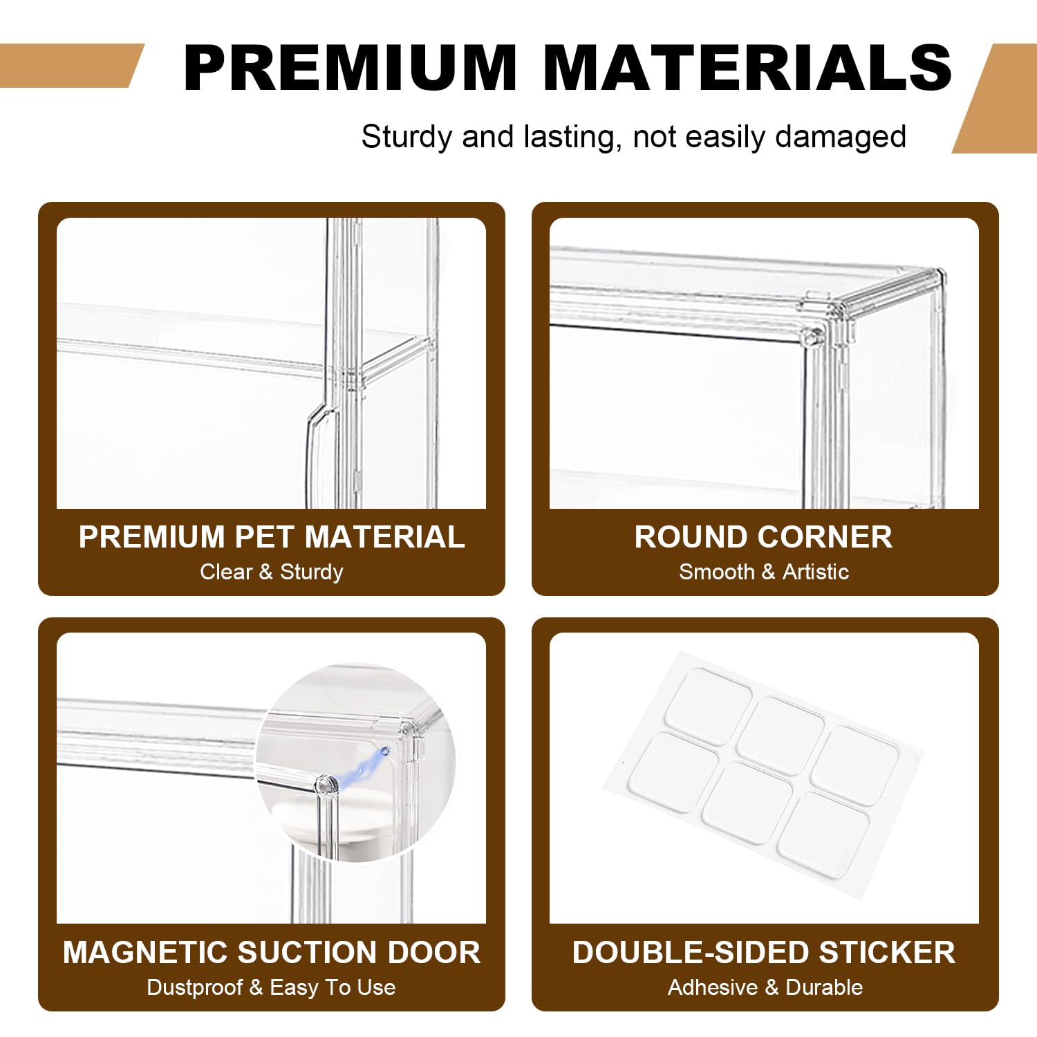 Medicine Cabinet Wall Mounted, Small Bathroom Wall Cabinet with Detachable Partitions and Waterproof Frame, Self Adhesive Farmhouse Storage Cabinet for Smooth Wall Surface and Countertop - Clear