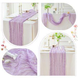 Sioloc 1 Pack Lavender Cheesecloth Table Runner,10ft Purple Table Runner,Boho Romantic Lilac Gauze Table Runner,Cheese Cloth Long Table Runner for Wedding Party ,Table Decorations