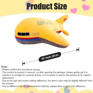 zhidiloveyou 15.7" Airplane Plush Yellow Stuffed Plane Toy Aircraft Hug Pillow Gifts for Kids