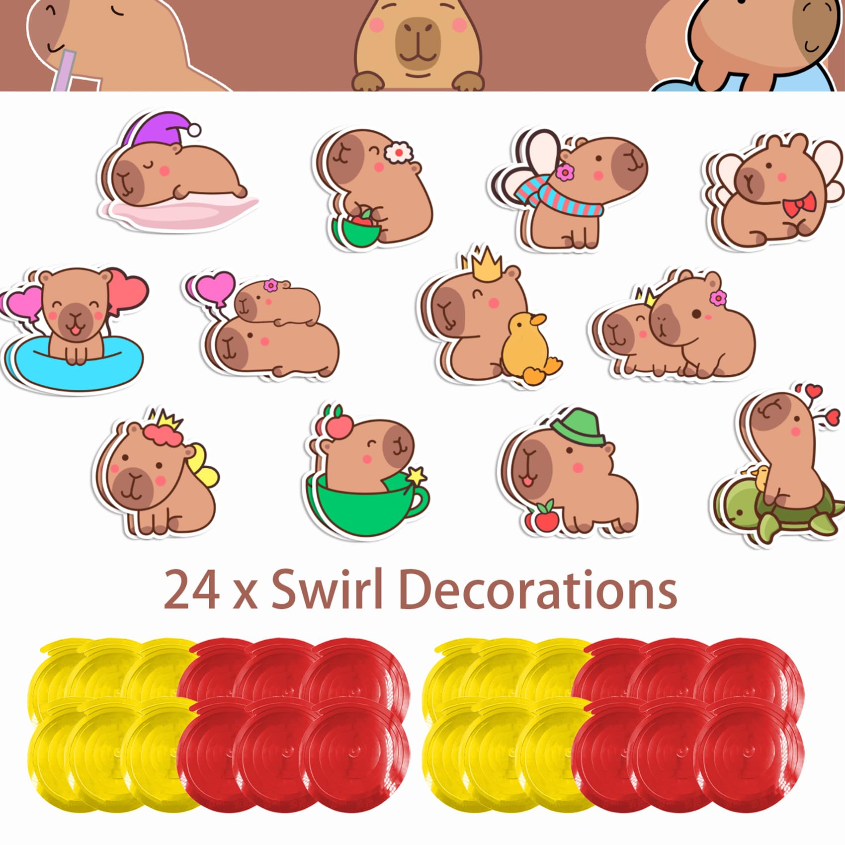 24 Pcs Capybara Hanging Swirls Capybara Ceiling Swirls Decorations Capybara Birthday Party Supplies for Capybara Birthday Baby Shower Decorations Capybara Party Decorations