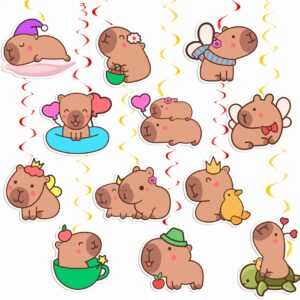 24 Pcs Capybara Hanging Swirls Capybara Ceiling Swirls Decorations Capybara Birthday Party Supplies for Capybara Birthday Baby Shower Decorations Capybara Party Decorations