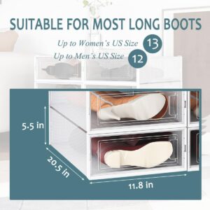 WAYTRIM Stackable Boots Storage Box, 8 Pack Stackable Boots Organizer and Storage Boots Box, Under Bed Boot Storage, 20.5" x 11.8" x 5.5" - Clear White