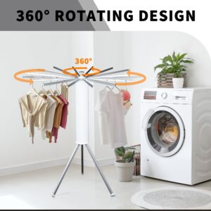 KUJIBGY Tripod Clothes Drying Rack Portable & Foldable Garment Drying Rod Space Saving Collapsible Laundry Hanging Rack for Laundry Room Balcony Bedroom Travel Indoor Outdoor