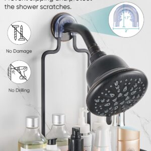 Cobbe Anti-Swing Shower Caddy Hanging with 4 Hooks for Towels/Sponge, No Drilling Bathroom Organizers and Storage Racks for Bathroom, Dorm and RV, Never Rust Aluminum, Large - Black