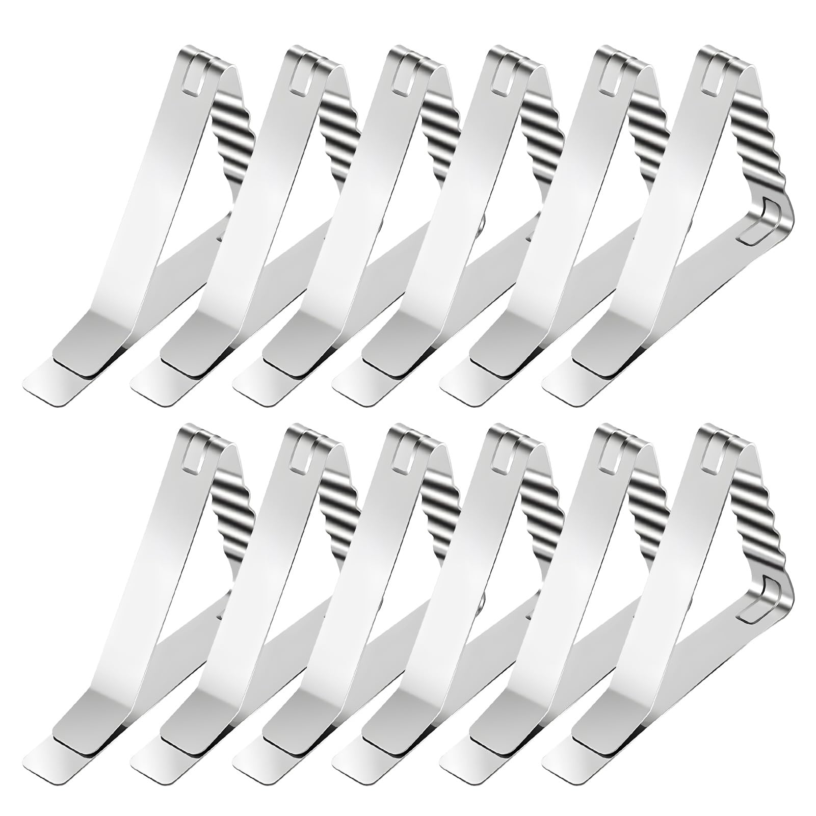 FYY Tablecloth Clips - 12 Pack Stainless Steel Picnic Table Cloth Cover Clamps, Heavy Duty Rustproof Tablecloth Holder Clips for Home Restaurant Outdoor Picnic Party Weddings