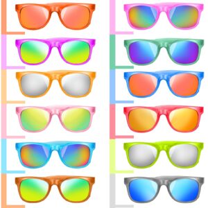 12 Pack Kids Sunglasses Party Favors with UV400 Protection, 12 Colors Neon Sunglasses in Bulk for Boys Girls Birthday, Beach, Graduation, Summer Pool Party Supplies, Goody Bag Stuffers, Classroom Gift