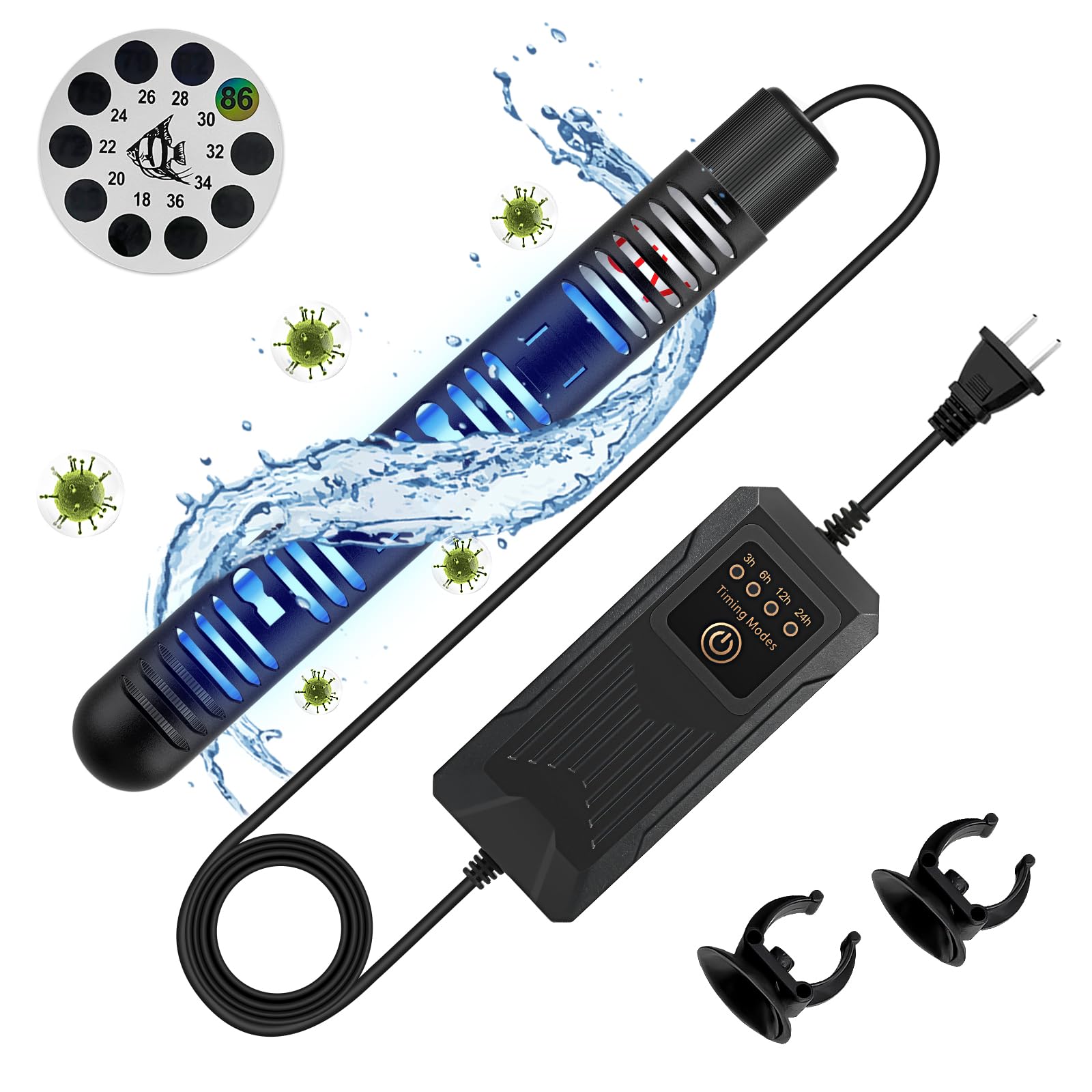 Aquarium Clean Light,13W Aquarium Algae Bloom Clean Light with Timer,Submersible Waterproof Lamp for Fish Tank Pond，Water Clean Green Clear Waterproof Clean Lamp for Sump Swim Pool