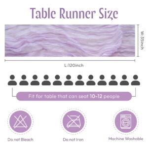 Sioloc 1 Pack Lavender Cheesecloth Table Runner,10ft Purple Table Runner,Boho Romantic Lilac Gauze Table Runner,Cheese Cloth Long Table Runner for Wedding Party ,Table Decorations