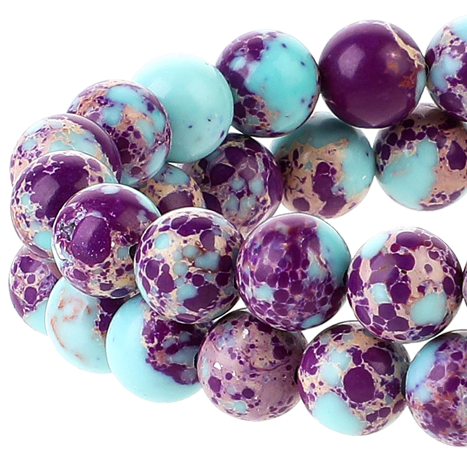 47 Pcs Sea Sediment Imperial Jasper Beads Purple-Blue Jasper Beads 8mm Galaxy Sea Imperial Jasper Gemstone Beads Colorful Round Stone Beads for Jewelry DIY Making