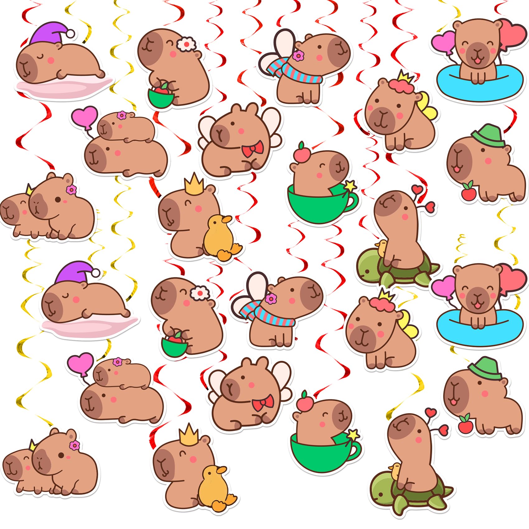 24 Pcs Capybara Hanging Swirls Capybara Ceiling Swirls Decorations Capybara Birthday Party Supplies for Capybara Birthday Baby Shower Decorations Capybara Party Decorations