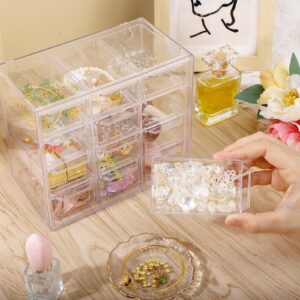 Segbeauty 12 Grid Jewelry Organizer Drawer, 4-Tier Clear Stackable Storage Drawer, Nail Storage Organizer, Dustproof Storage Containers with Drawers, Small Clear Storage Drawers for Beads Earring Ring