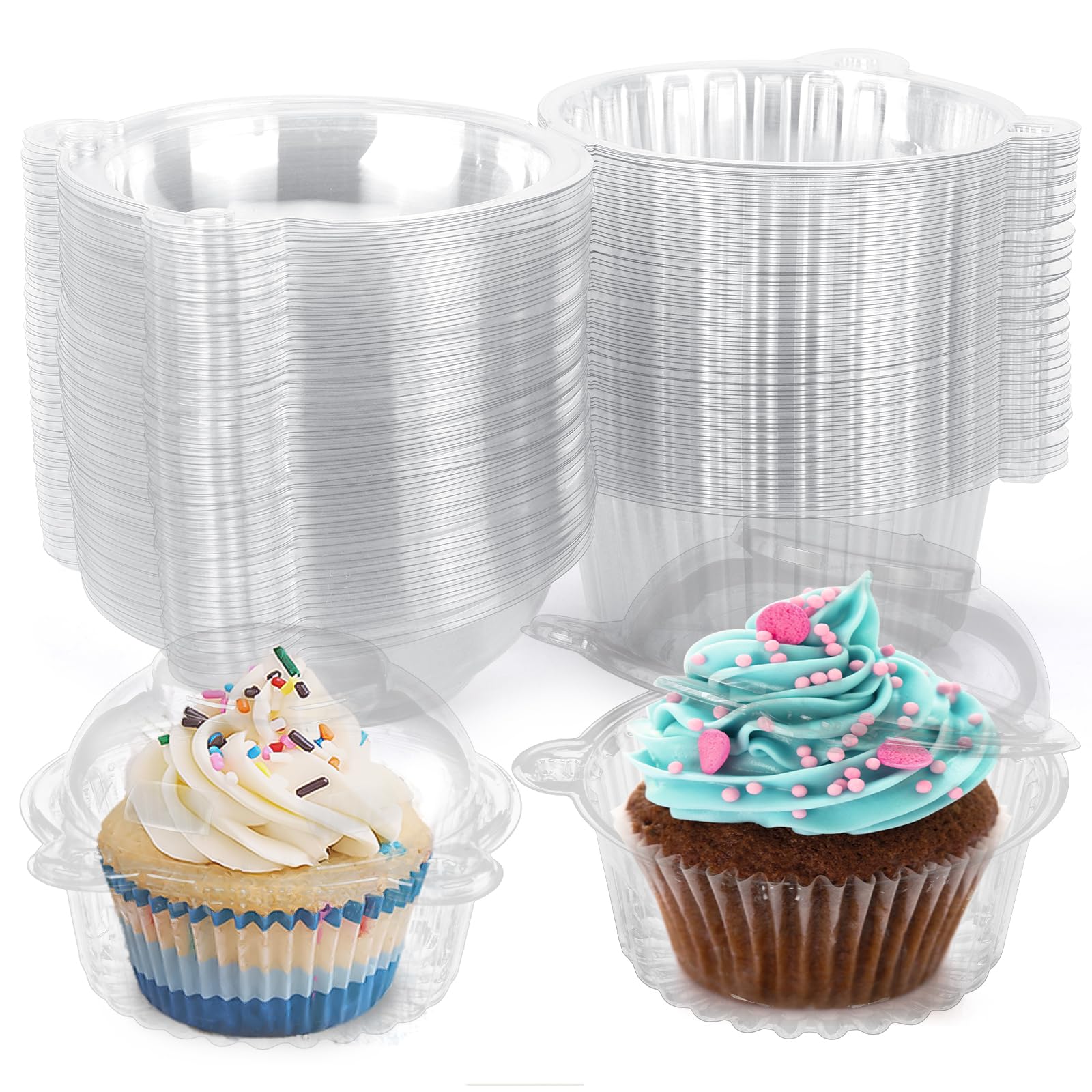 JOHOUSE 25PCS Single Cupcake Containers, Clear Cupcake Holders Individual Cupcake Containers with Dome Lids for Muffin Dessert