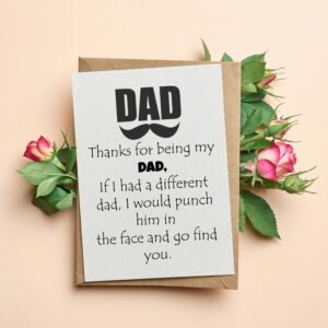 Thanks for being my DAD card - Fathers Day Card from Son, Daughter, Kids, Birthday Card - Size 5x7 inch Folded Card include Envelope, Sticker - Blank Inside - Funny, Unique & Romantic Card