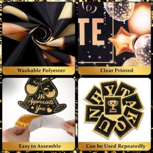 We Appreciate You Decorations Black Gold Thank You for All You Do Banner Honeycomb Centerpieces Hanging Swirls Employee Staff Appreciation Gifts Pastor Teacher Appreciation Fathers Day Party Decor