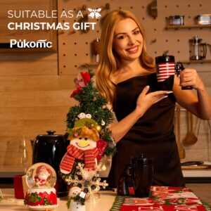 Pukomc Novelty Ceramic Coffee Mug, Birthday Gifts for Men and Women, fathers gifts, Gun Coffee Mugs for Men (16OZ) (Black & Flag)