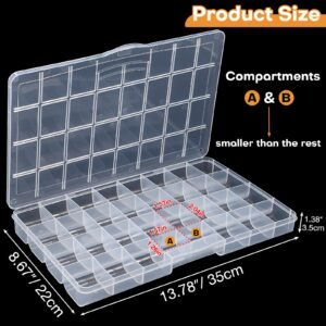 Udefineit 32 Grids Large Plastic Organizer Box with Fixed Dividers, Bead Storage Compartment Organizer Box for Jewelry/Nail/Screw/Small Parts, Clear Compartment Container Storage Case Tackle Box