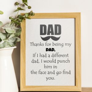 Thanks for being my DAD card - Fathers Day Card from Son, Daughter, Kids, Birthday Card - Size 5x7 inch Folded Card include Envelope, Sticker - Blank Inside - Funny, Unique & Romantic Card