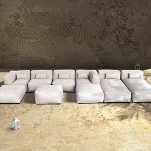 ANNYH Patio Modern ERACLEA(9P) Outdoor Furniture Sectional Conversation Set - Combines 2Lounger 2Middle 2Corner 3Ottoman/Coffee Exp Foam Filled Chairs.A Unique Modular Contemporary Sofa (Sand Beige)