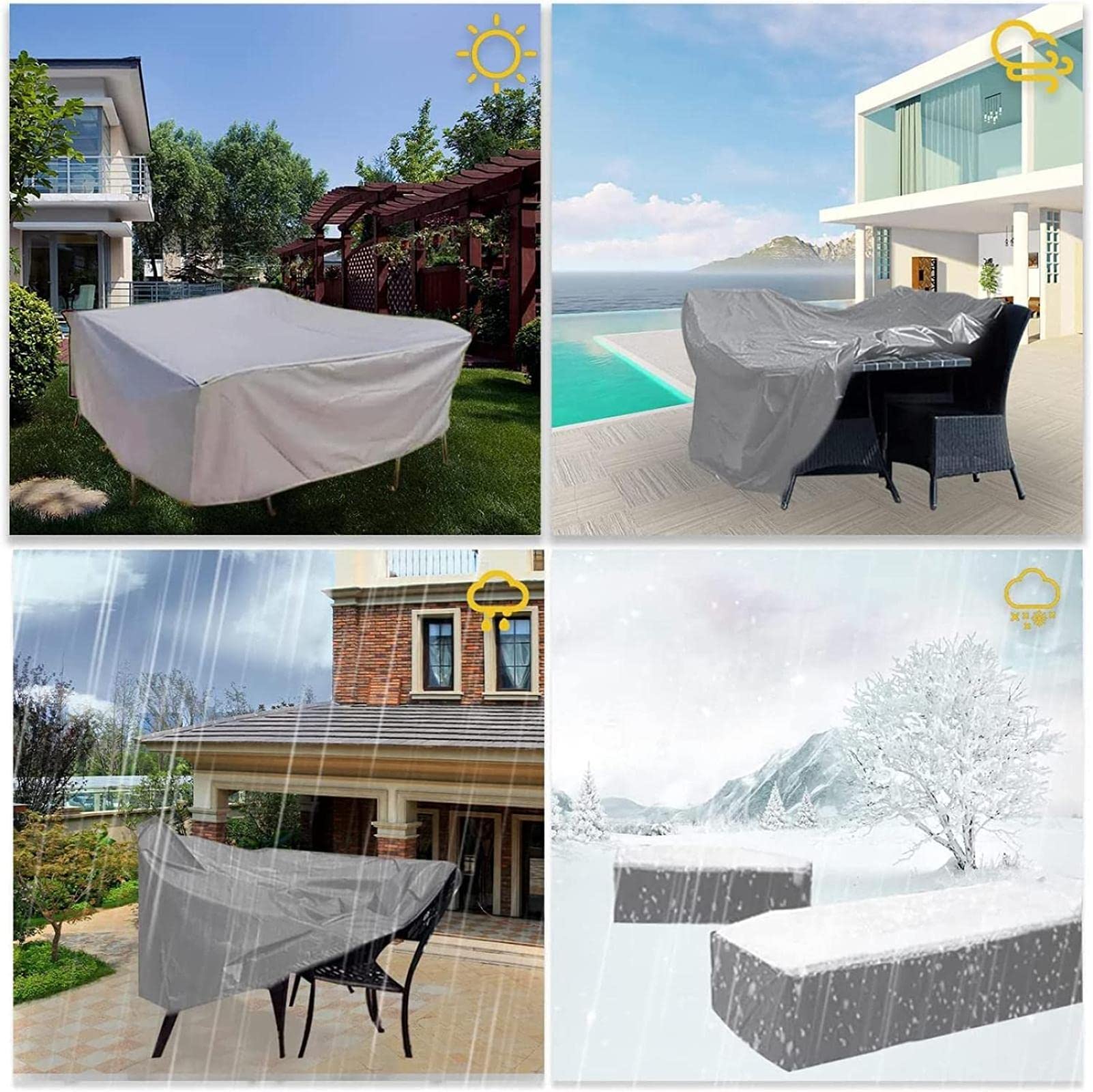 Patio Furniture Covers Waterproof, 420D Patio Sectional Couch Cover, Lawn Patio Furniture Cover, Heavy Duty Outdoor Sectional Sofa Cover, All Weather Protection 86.61x47.24x29.53 inch