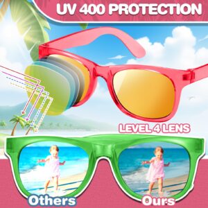 12 Pack Kids Sunglasses Party Favors with UV400 Protection, 12 Colors Neon Sunglasses in Bulk for Boys Girls Birthday, Beach, Graduation, Summer Pool Party Supplies, Goody Bag Stuffers, Classroom Gift