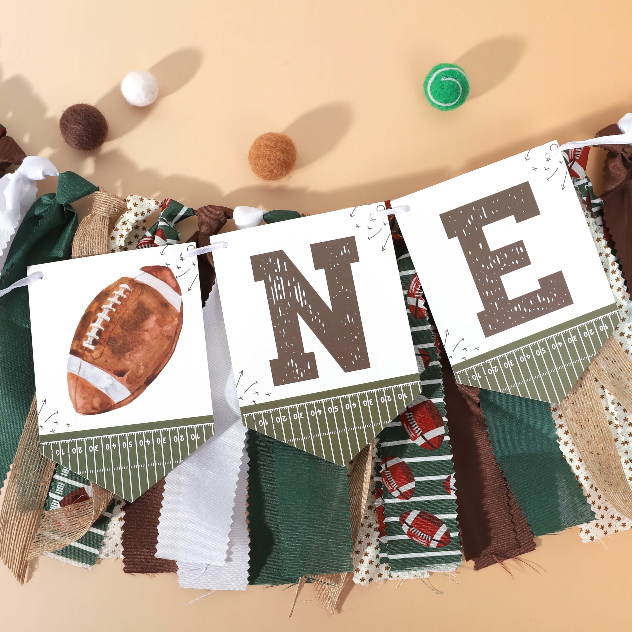 Football One High Chair Banner - Football 1st Birthday Party Decorations,Football First Highchair Banner,First Year Down Themed Decor,First Year Down Football Highchair Banner