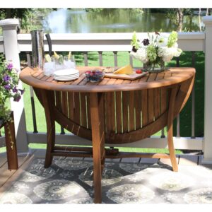 Overstock Eilaf Eucalyptus Round Folding Outdoor Dining Table - 43 inches