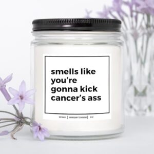 YouNique Designs Strength Gifts for Cancer Patients 8oz Candle - Thoughtful Gifts for Cancer Patients - Cancer Gifts for Women, Cancer Gifts for Men, Gift for a Cancer Patient (Mahogany Teakwood)