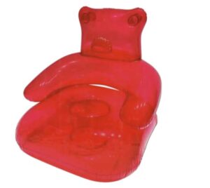 room2room inflatable gummy bear chair 28" transparent clear sofa seat double person blow up chair yard portable inflatable couch air couch patio blow up furniture camping outdoor beach room (red)