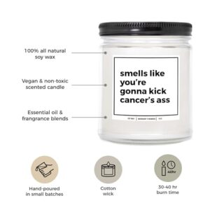 YouNique Designs Strength Gifts for Cancer Patients 8oz Candle - Thoughtful Gifts for Cancer Patients - Cancer Gifts for Women, Cancer Gifts for Men, Gift for a Cancer Patient (Mahogany Teakwood)