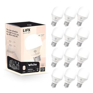 LIFX White A19 WiFi Smart LED Light Bulb, Dimmable, No Hub Required, Compatible with Alexa and Apple Home Kit, Hey Google, L3A19LW06E26US/12, 12 Pack