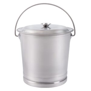 stainless steel bucket milk pail with lid and handle, metal compost bucket kitchen compost bin, open lip edge, 8.5 qt food scrap slop bucket metal pail with lid for kitchen food waste