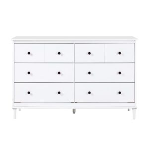 Walker Edison Modern 6-Drawer Solid Wood Dresser Bedroom Storage, 57 Inch, White