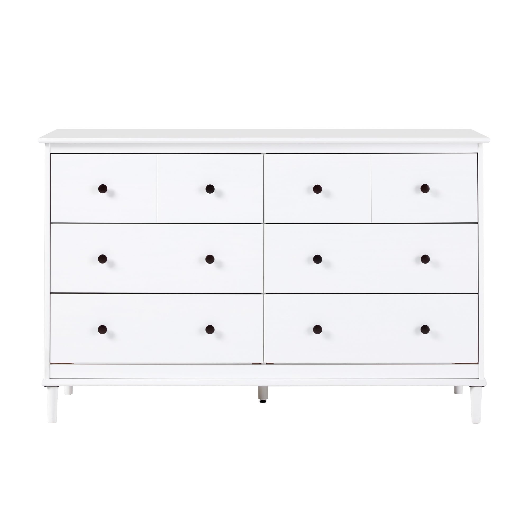 Walker Edison Modern 6-Drawer Solid Wood Dresser Bedroom Storage, 57 Inch, White