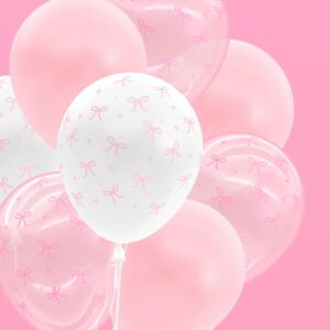 xo, Fetti Party Decorations Pink Latex Bow Balloons - 24 pk, 12" | Bachelorette Decorations, Bow Theme Birthday Party, Bridal Engagement Decor, Coquette Cute Supplies