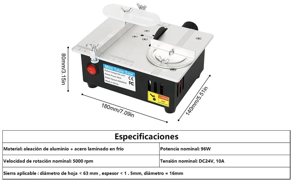 Jadeshay Mini Table Saw, 96W Multi-Use DIY Woodworking & Metal Craft Lathe with Adjustable Speed & Precision Scale for Creative Projects