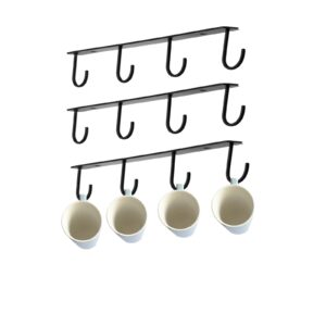 generic mug holder 3 pack under cabinet mug hooks organizer coffee bar accessories metal sturdy mug rack for hanging coffee cup display hanger under shelf kitchen organizers and storage, black