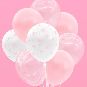 xo, Fetti Party Decorations Pink Latex Bow Balloons - 24 pk, 12" | Bachelorette Decorations, Bow Theme Birthday Party, Bridal Engagement Decor, Coquette Cute Supplies