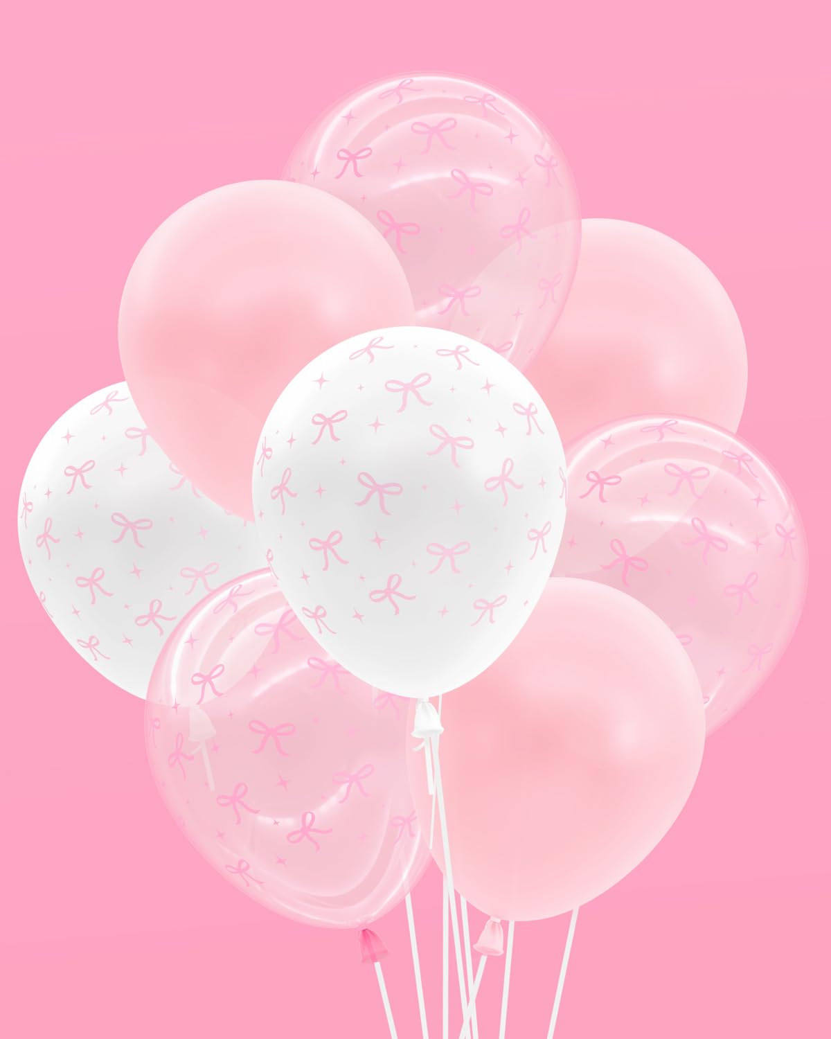 xo, Fetti Party Decorations Pink Latex Bow Balloons - 24 pk, 12" | Bachelorette Decorations, Bow Theme Birthday Party, Bridal Engagement Decor, Coquette Cute Supplies