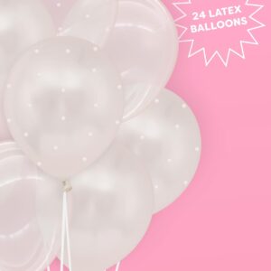 xo, Fetti Party Decorations Pearl Latex Balloons - 24 pk, 12" | Bachelorette Decorations, White and Clear Theme Birthday Party, Bridal Engagement Decor, Coquette Cute Supplies, Preppy Girl Baby Shower