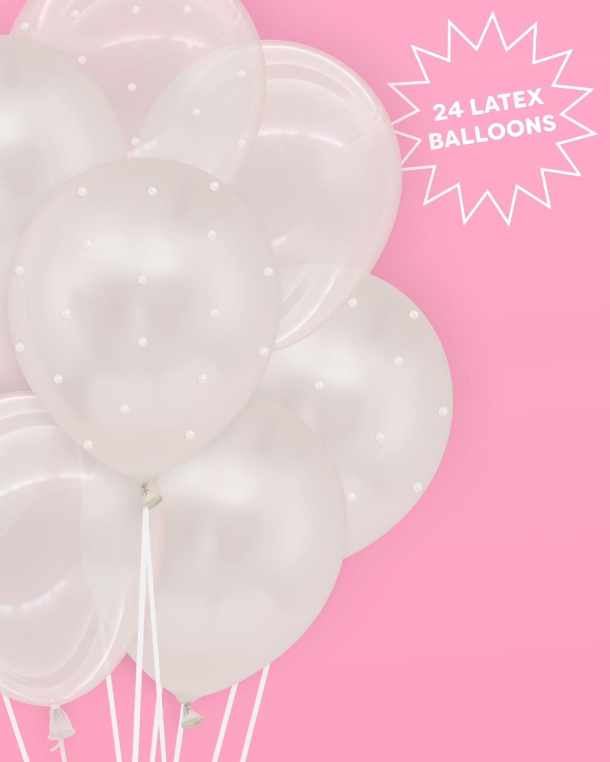 xo, Fetti Party Decorations Pearl Latex Balloons - 24 pk, 12" | Bachelorette Decorations, White and Clear Theme Birthday Party, Bridal Engagement Decor, Coquette Cute Supplies, Preppy Girl Baby Shower