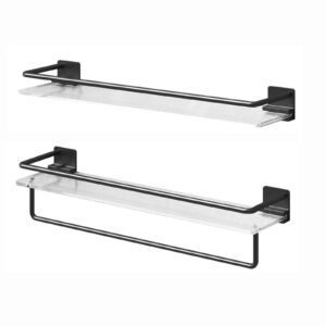 kataski 2 pack bathroom acrylic shelf, 15.7-inch bathroom shower acrylic shelf wall mounted, metal storage floating kitchen shelf